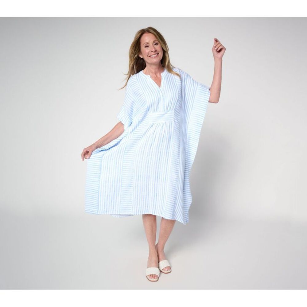 Joan Rivers Classics Collection Women's Petite Dress PM Cotton Blue A694898